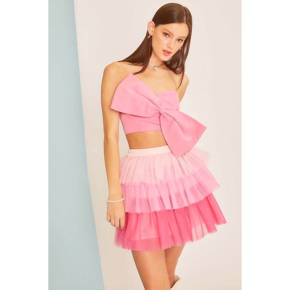 Mainstrip Kylie Bow Front Strapless Crop Top - Picture 5 of 8